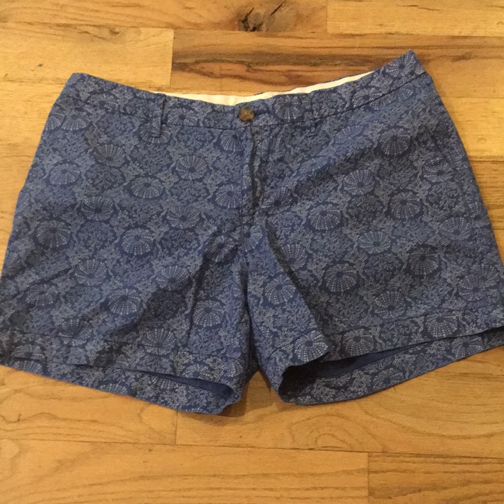 Blue shorts with coral/ocean designs